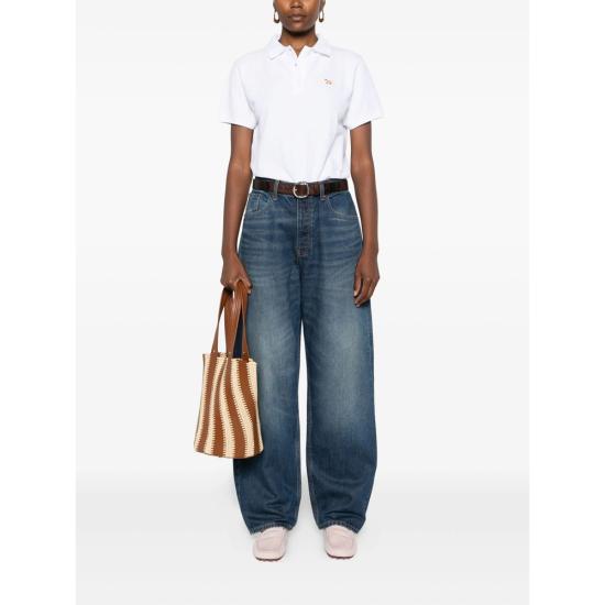 25FW 메종키츠네 베이비폭스 오버사이즈 폴로 티셔츠  OW00207KP0001 WHITE - MAISON KITSUNE