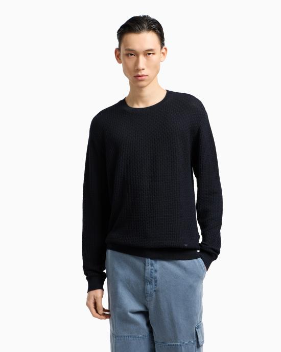 25FW 엠포리오 아르마니 스웨터 EM002196 AF13851 FB057 Blue - EMPORIO ARMANI