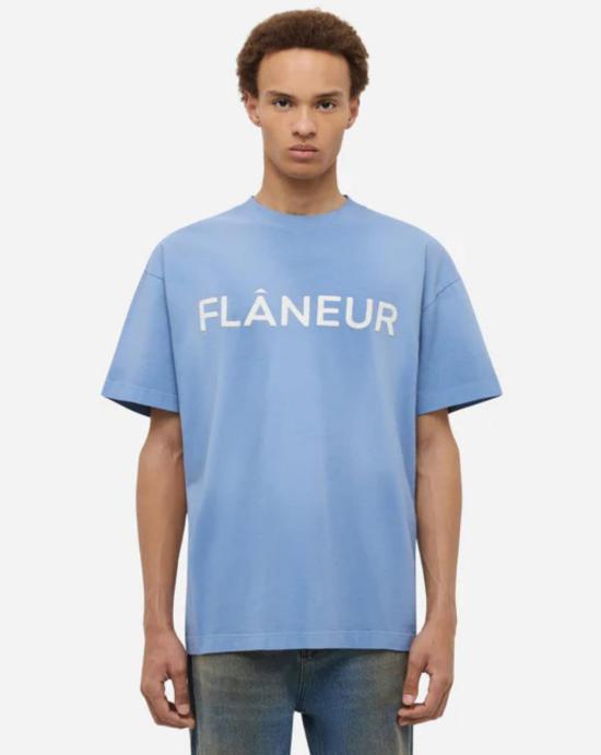25FW 플라네르 반팔 티셔츠 FTSH040 760 Blue - FLANEUR