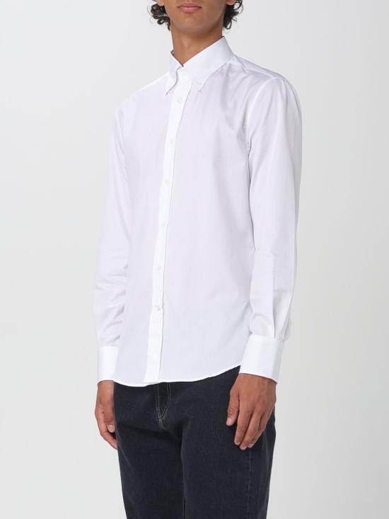 25FW 브루넬로 쿠치넬리 버튼 다운 칼라 슬림핏  트윌  셔츠  MBUC41716 C159 White - BRUNELLO CUCINELLI