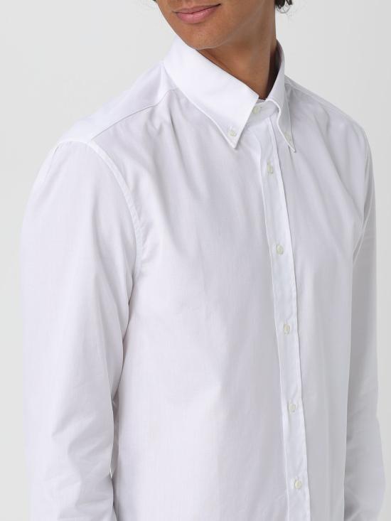 25FW 브루넬로 쿠치넬리 버튼 다운 칼라 슬림핏  트윌  셔츠  MBUC41716 C159 White - BRUNELLO CUCINELLI