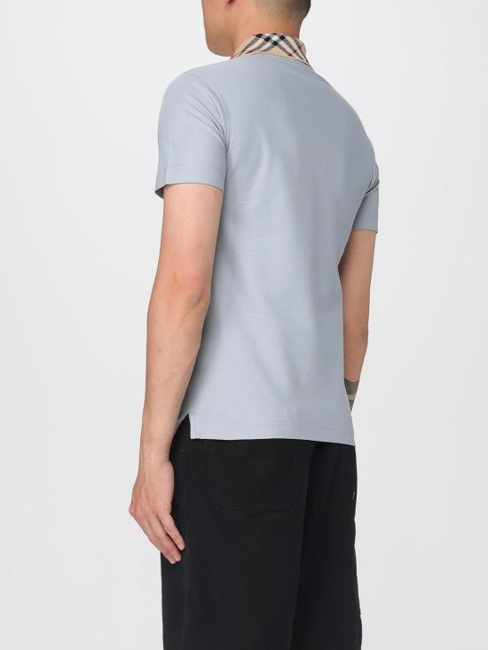 25FW 버버리 체크 칼라 코튼 폴로 셔츠 8110944 Sky Blue - BURBERRY