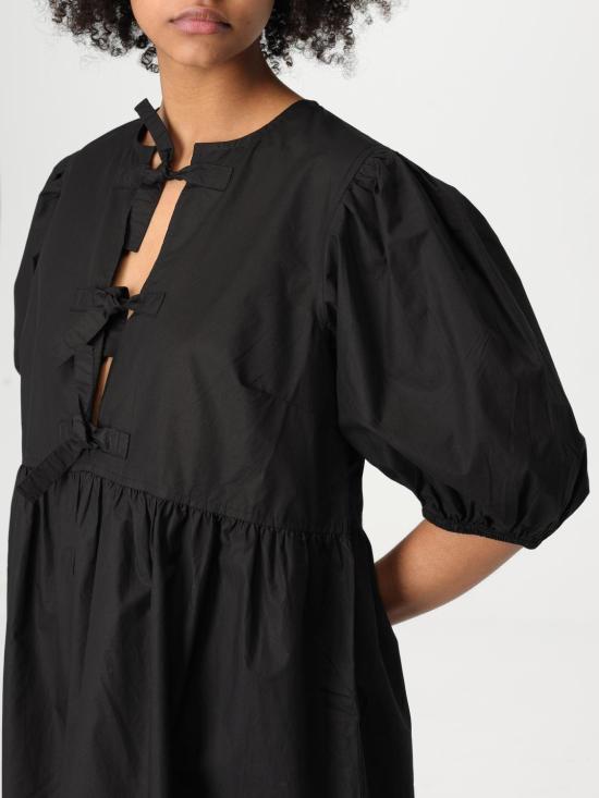 25FW 가니 코튼 포플린 타이 스트링 미니 드레스 F9005 099 Black - GANNI