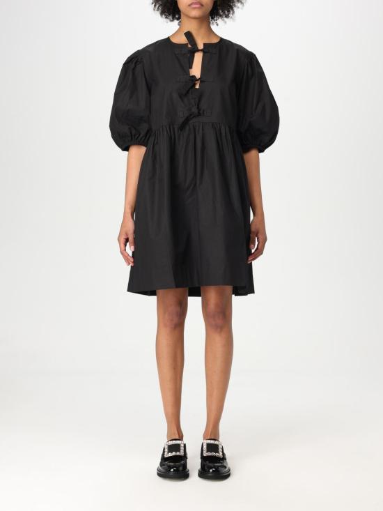 25FW 가니 코튼 포플린 타이 스트링 미니 드레스 F9005 099 Black