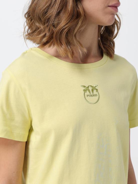 25FW 핑코 반팔 티셔츠 100355A1NW H23 Yellow - PINKO