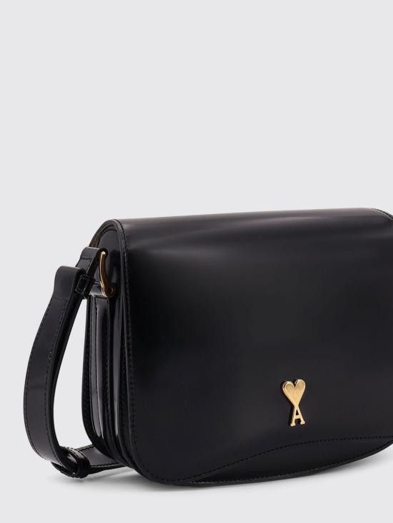 26SS 아미 스몰 하트 로고 글레이즈드 레더 파리 백 ULL717AL0139 001 Black - AMI