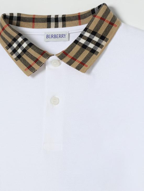 25FW [키즈] 버버리 폴로 셔츠 8113278 A1464 White - BURBERRY
