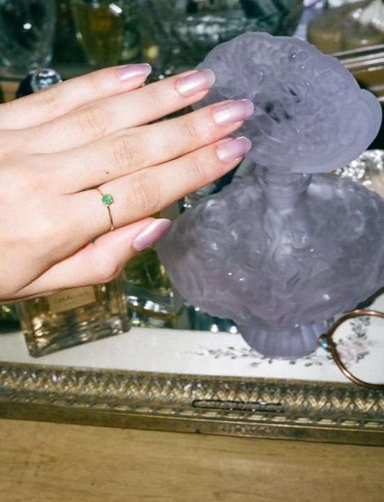  몬도 몬도 반지 에메랄드 프린세스 링 14k 옐로우 골드