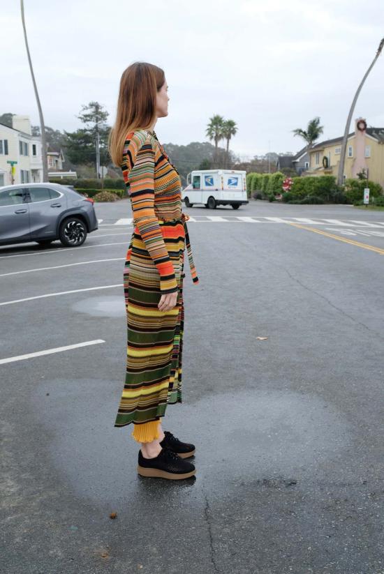  베클리나 스트레이트 팬츠 메리노 리브 조거 사프란 - BEKLINA