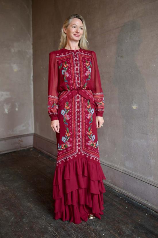  살로니 롱 원피스 Saloni Isa 롱 C 드레스 코디아 바인즈 드레스