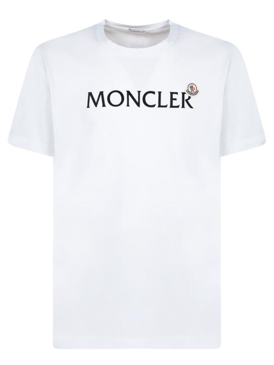 25FW 몽클레어 플록 로고 코튼 티셔츠 8C000368390T001 WHITE DOM