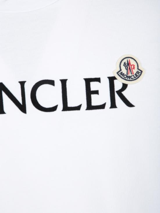 25FW 몽클레어 플록 로고 코튼 티셔츠 8C000368390T001 WHITE DOM - MONCLER