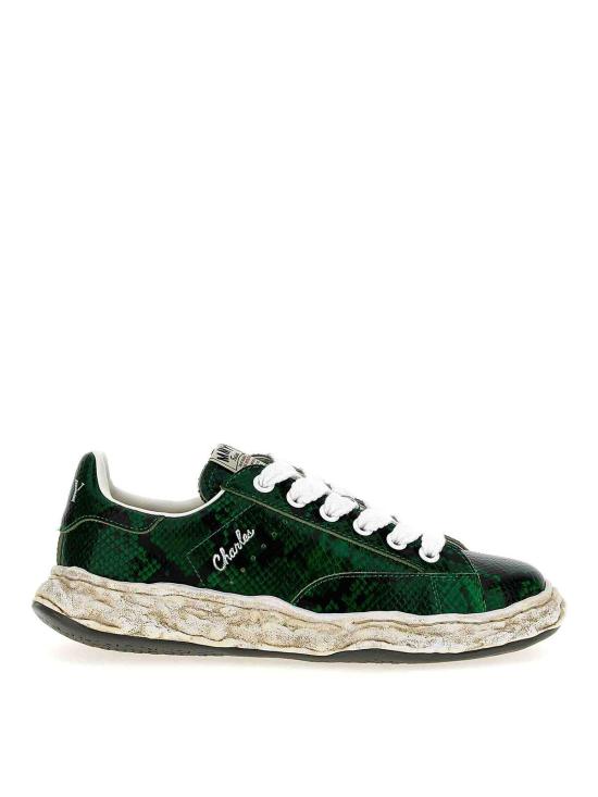  메종 미하라 야스히로 찰스 OG솔 파이톤 프린티드 레더 로우탑 스니커즈 A14FW712GREEN