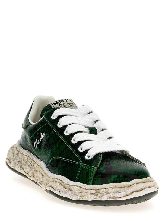  메종 미하라 야스히로 찰스 OG솔 파이톤 프린티드 레더 로우탑 스니커즈 A14FW712GREEN - MAISON MIHARA YASUHIRO