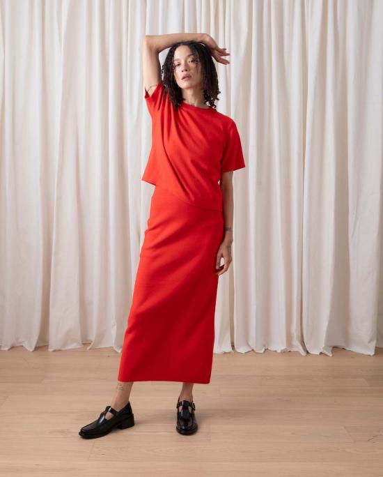  알리 골든 미디 스커트 두꺼운 니트 펜슬  포피 - ALI GOLDEN