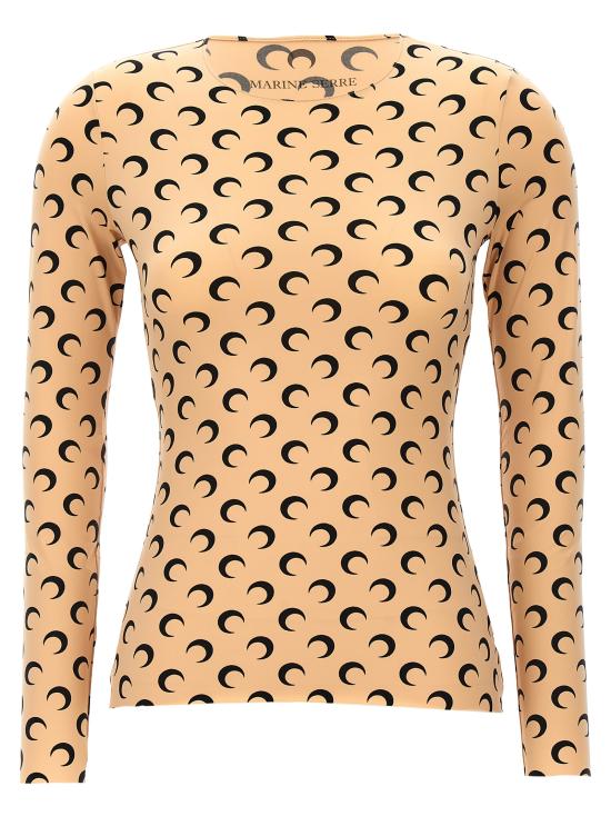 26SS 마린세르 크레센트 문 프린트 긴팔 티셔츠 WTS006ACJER0001TA10 Beige