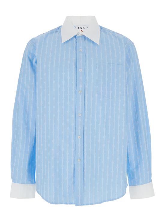 25FW 카사블랑카 긴팔 셔츠 MS25SH17501LAURELSTRIPE Light blue