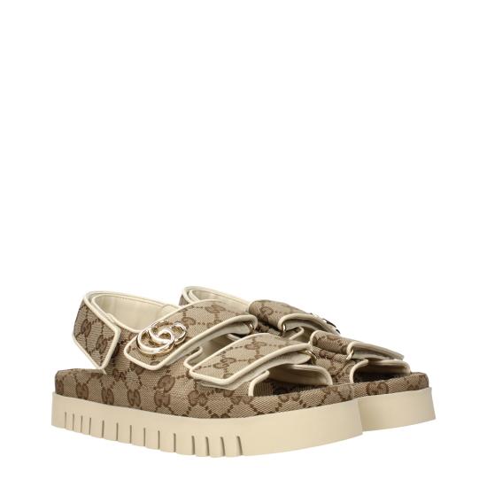 25FW 구찌 GG 슈프림 벨크로 스트랩 캔버스 샌들  816630FAD9F9753 - GUCCI