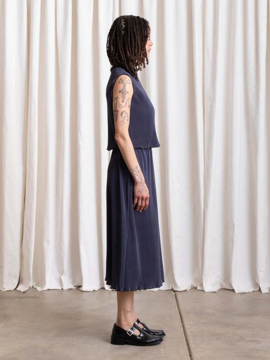  알리 골든 민소매 티셔츠 하이넥 플리츠 탱크탑 - ALI GOLDEN