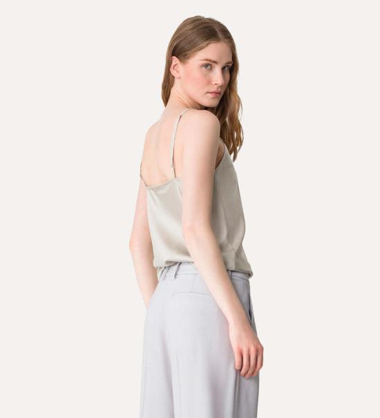  포르테포르테 블라우스 포르테 포르테 실크 새틴 탑 스트랩 주타 - FORTE FORTE