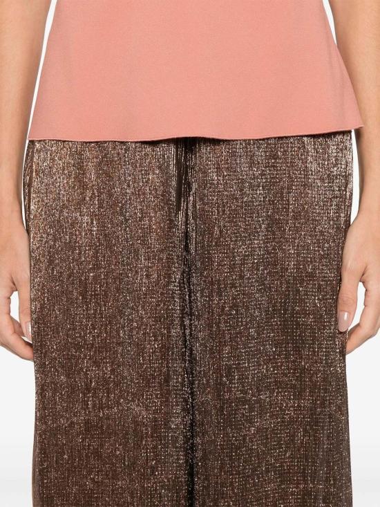  포르테포르테 스트레이트 팬츠 Forte Forte Froisse Lame 레귤러 웨이스트 팔라조 팬츠 푸드르 - FORTE FORTE