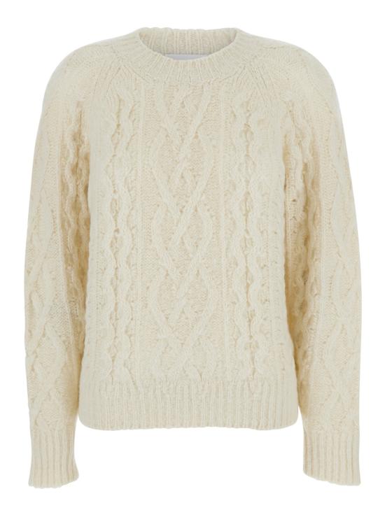 25FW 이자벨마랑에뚜왈 라운드넥 케이블 니트 스웨터 PU0748FAC3L05E23EC White