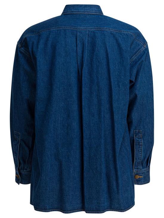 25SS 오라리 긴팔 셔츠 A25SS01SDMIDIUM WASHED INDIGO Blue - AURALEE