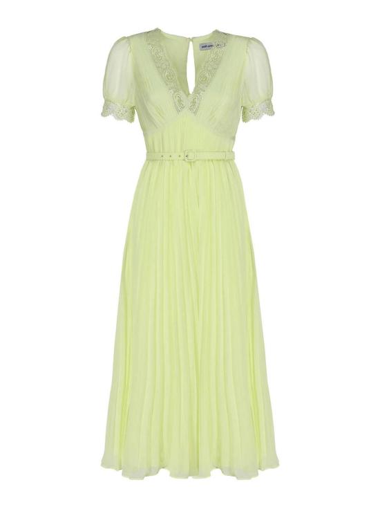  셀프 포트레이트 롱 원피스 RS23075MCHIFFONLIMEGREEN Green
