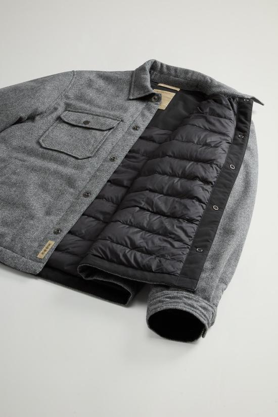 25FW 울리치 알라스칸 리사이클 이탈리안 울 블랜드 오버셔츠 CFWOOS2018MRUT3046 163 Herringbone grey - WOOLRICH