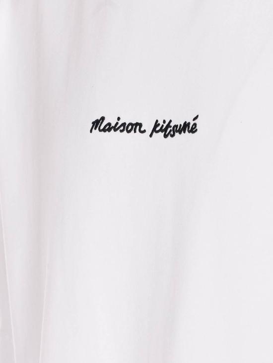 25FW 메종키츠네 자수 오버사이즈 티셔츠 OM00122KJ0119P100 White - MAISON KITSUNE