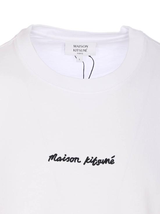 25FW 메종키츠네 자수 오버사이즈 티셔츠 OM00122KJ0119P100 White - MAISON KITSUNE