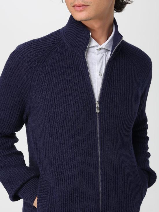 25FW 브루넬로 쿠치넬리 집업 니트 MNI708616 C2425 Blue - BRUNELLO CUCINELLI