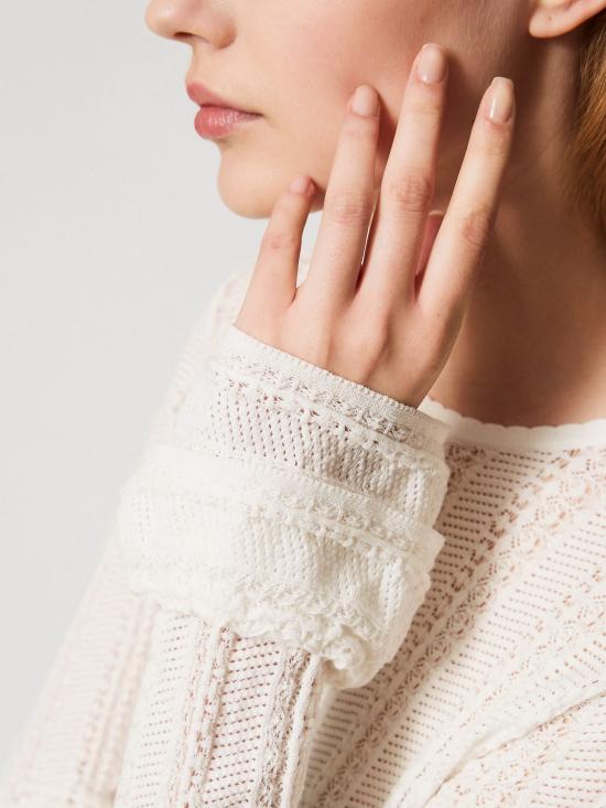 25FW 트윈셋 긴팔 티셔츠 252TP3181 00381 White - TWINSET