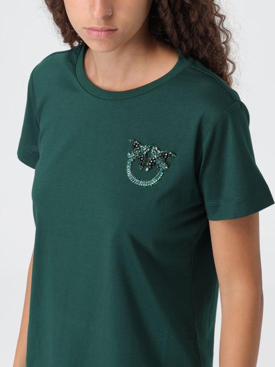 25FW 핑코 반팔 티셔츠 103320A2RN X79 Green - PINKO