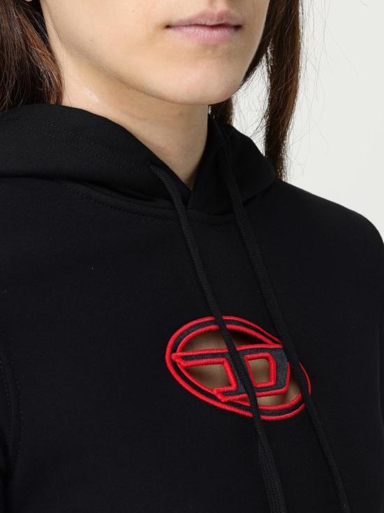 25FW 디젤 F 슬리미 후드 Od 컷 아웃 로고 크롭 후드티셔츠 A157140GRAC 9XXC Black 1 - DIESEL