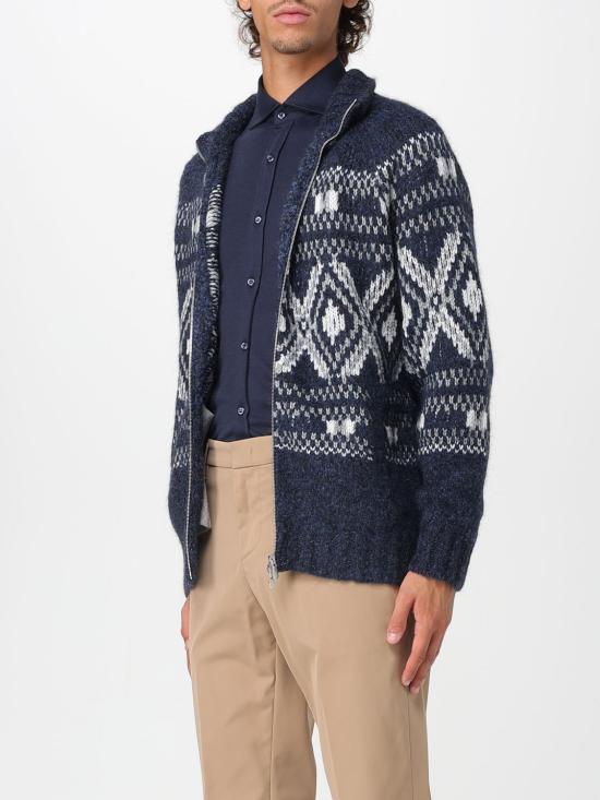 25FW 브루넬로 쿠치넬리 지오메트릭 자카드 가디건 M2B301706 CGY89 Navy - BRUNELLO CUCINELLI