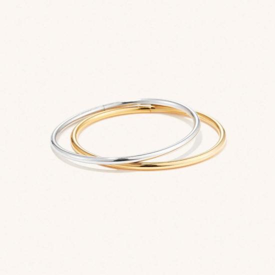  제니 버드 커프스 링크/타이 홀더 데인 뱅글 브레이슬릿 세트 투톤