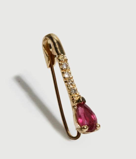  로렌 스튜어트 이어링 미니 보석 다이아몬드 안전핀 귀걸이 - LOREN STEWART