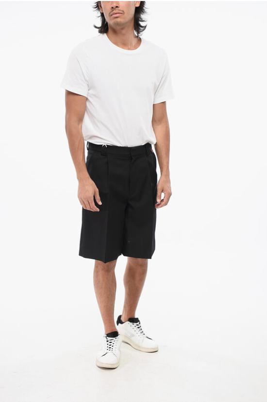  구찌 웹 울 블렌드 트윌 쇼츠 787249ZAMII1043 Black - GUCCI