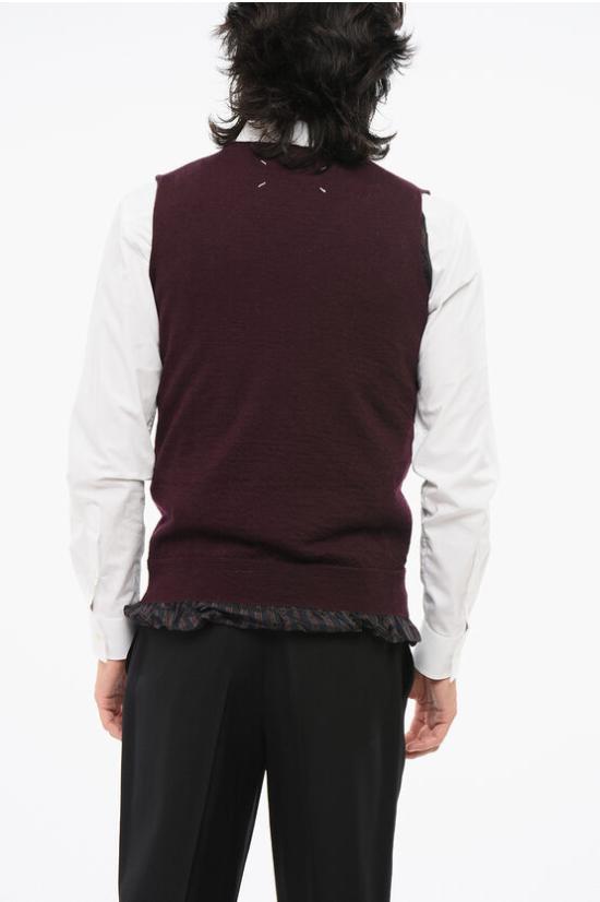  마르지엘라 니트 베스트 S50HA1009 S17784 359 Burgundy - MAISON MARGIELA