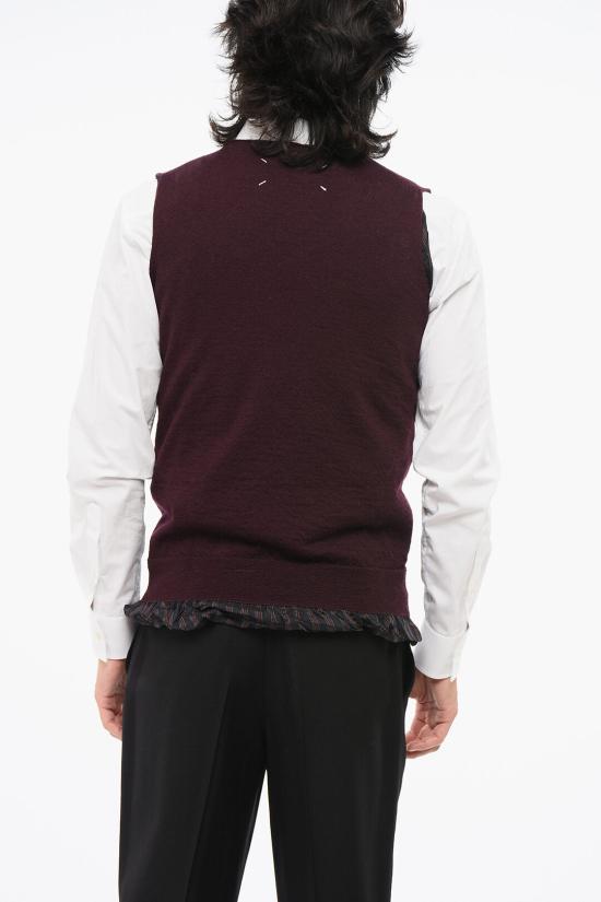  마르지엘라 니트 베스트 S50HA1009 S17784 359 Burgundy - MAISON MARGIELA