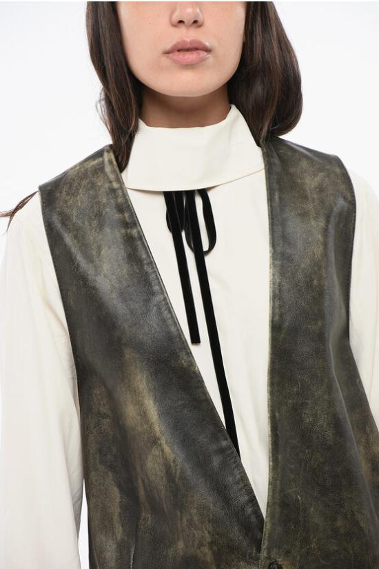  마르지엘라 가죽 자켓 S62FB0064 M07001 143 Brown - MAISON MARGIELA