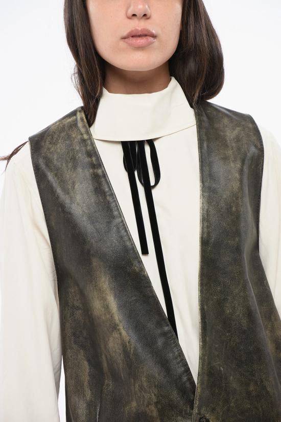  마르지엘라 가죽 자켓 S62FB0064 M07001 143 Brown - MAISON MARGIELA