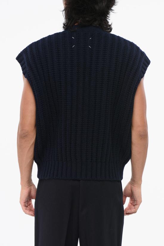  마르지엘라 니트 베스트 S67HP0012 S18346 511 Midnight blue - MAISON MARGIELA