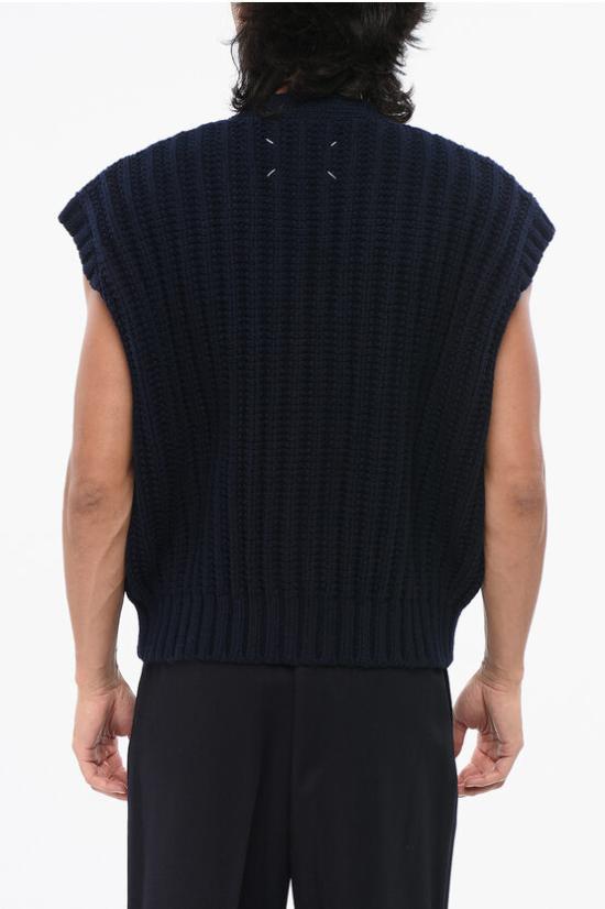  마르지엘라 니트 베스트 S67HP0012 S18346 511 Midnight blue - MAISON MARGIELA