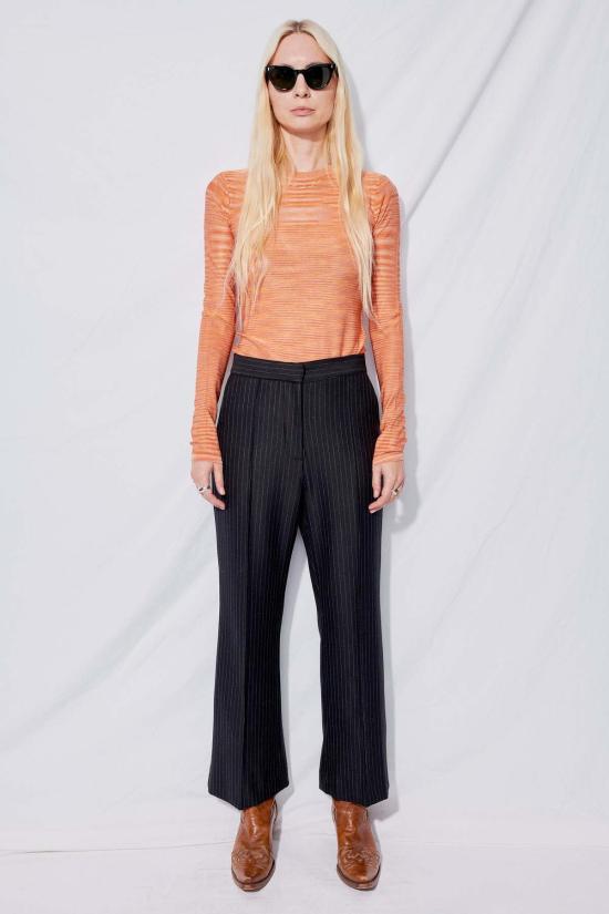  퍼머넌트 베케이션 크롭 팬츠 블랙 핀스트라이프 팬츠 - PERMANENT VACATION