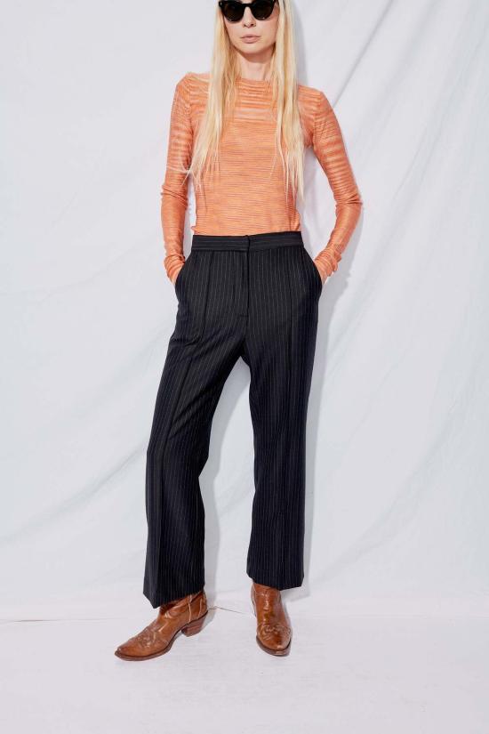  퍼머넌트 베케이션 크롭 팬츠 블랙 핀스트라이프 팬츠