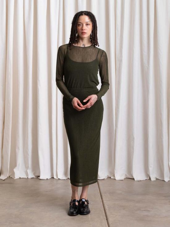  알리 골든 미디 스커트 메시 펜슬 스커트 - ALI GOLDEN