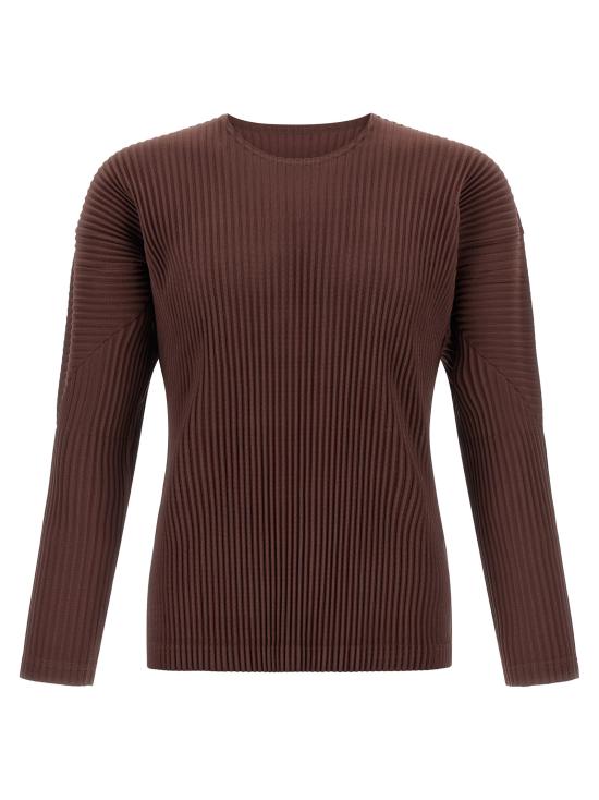 25FW 옴므 플리세 이세이 미야케 컬러 플리츠 긴팔 티셔츠  HP58JK18748 Brown