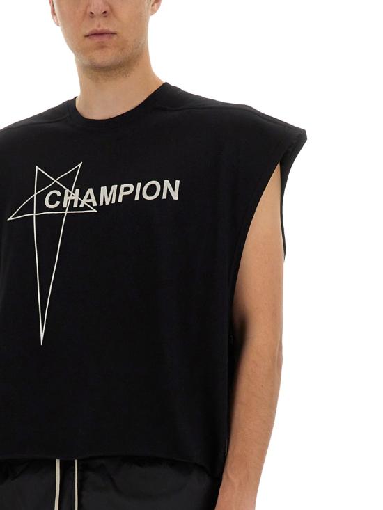 25FW 릭오웬스 x 챔피온 반팔 티셔츠 CM01E1668 CHJG09 BLACK - RICK OWENS X CHAMPIONS